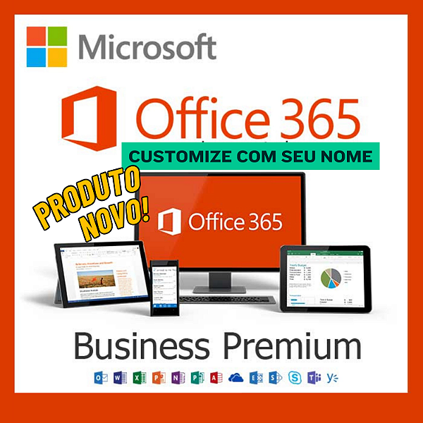 Office 365 Com Nome Customizável - Login Para 5 Disp. - Sem Onedrive (Para Pc, Últimas 3 Versões Do MAC e Android Ou Ios) + Nota Fiscal