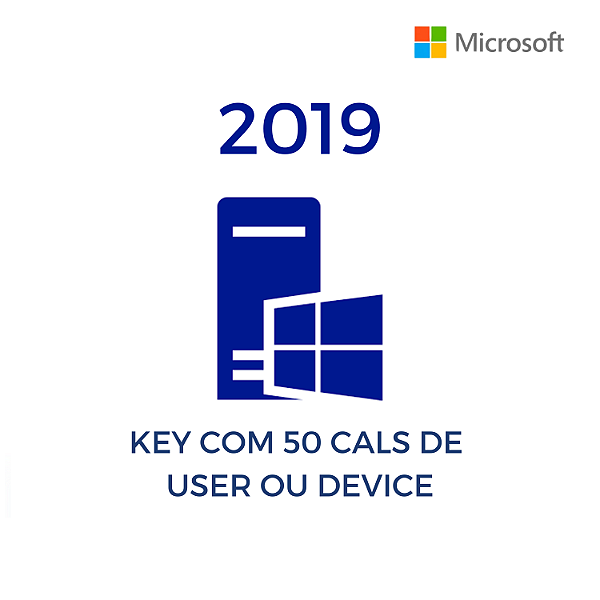 Pacote de 50 Cals RDS Dispositivo/Usuário - Windows Server 2019 - Licença Vitalícia - 32/64 Bits + Nota Fiscal