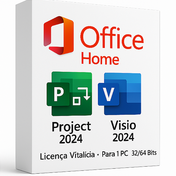 Combo Office 2021 Professional Plus + Project 2024 (Standard/Professional) + Visio 2024 (Standard/Professional) - Licença Vitalícia - Para 1 Pc - 32/64 Bits + Nota Fiscal