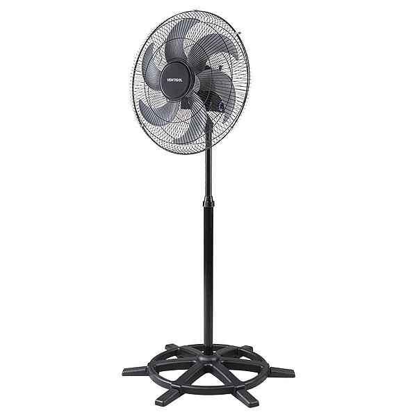 Ventilador Osc De Coluna Steel 50cm 6 Pás - Bivolt - Preto/prata