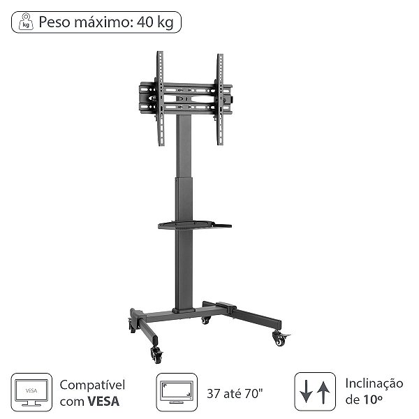 Suporte Rack Para Tv Lcd/led/plasma De 37" A 70" Com Suporte Para Receptor - Sr150