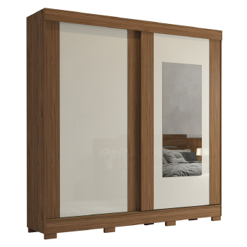 Roupeiro Panan Ilheus 100  Mdf 2pts 3 Gvs C/ Espelho - 40010091-0155 - PC / 4