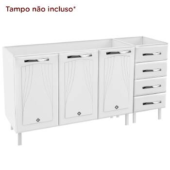 Balcao Telasul Star 1,60m 3 Pts 4 Gv S/tampo - 816114-01 - PC / 2