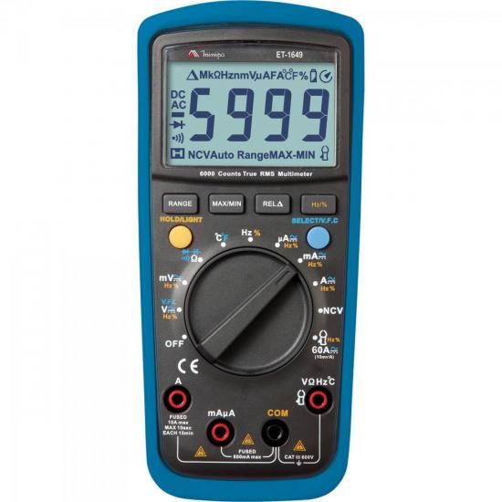 Multímetro Digital Minipa ET1649 Preto/Azul