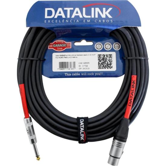 Cabo Para Microfone P10 x XLR 10m Preto Datalink