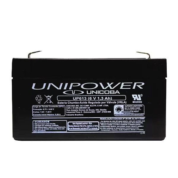 Bateria 6v 1,3a Selada Up613 Unipower
