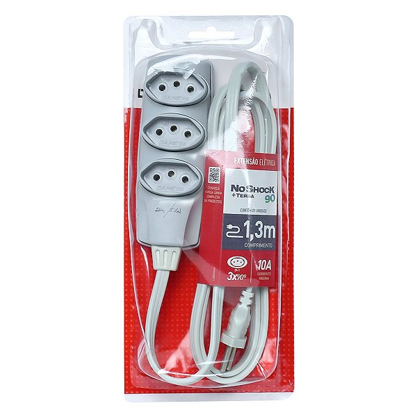 Extensao Noshock 90 Pp 3x0,75 2p+t 10a Cinza 1,3 Metros Dn1905
