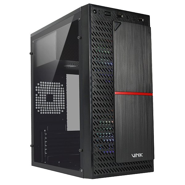 Gabinete Gamer Vinik Plate Lateral Acrílico C/ 2 Fans - Ggpacbk