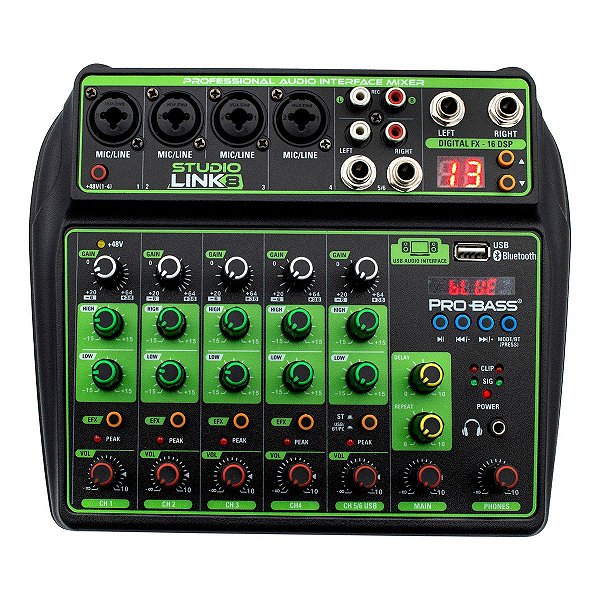 Mesa De Som 8 Canais Bluetooth Com Interface Usb Studio Link 8