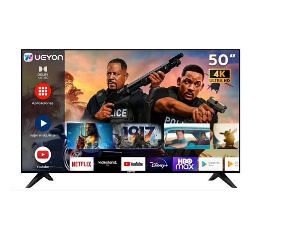 Smart TV de 50" Weyon Android TV 50WDSNMX-6 com tela LED 4K - preto