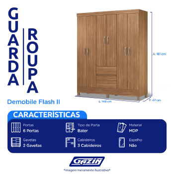 Roupeiro Demobile Flash Ii 6 Pts 2 Gvs - 62920 - PC / 2