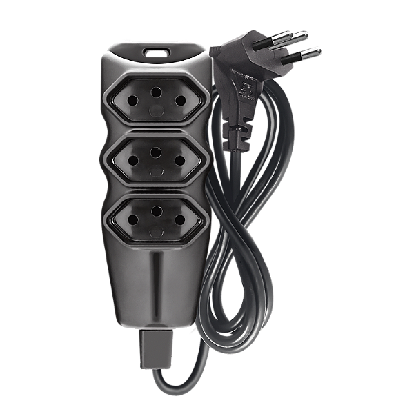 Extensao Com Plugue 2p T Pp Plano 90º 3x0,75 1,5m Preta