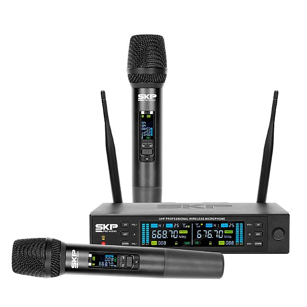 Microfone Pro Uhf S/fio Duplo De Mao Saclarity-ii