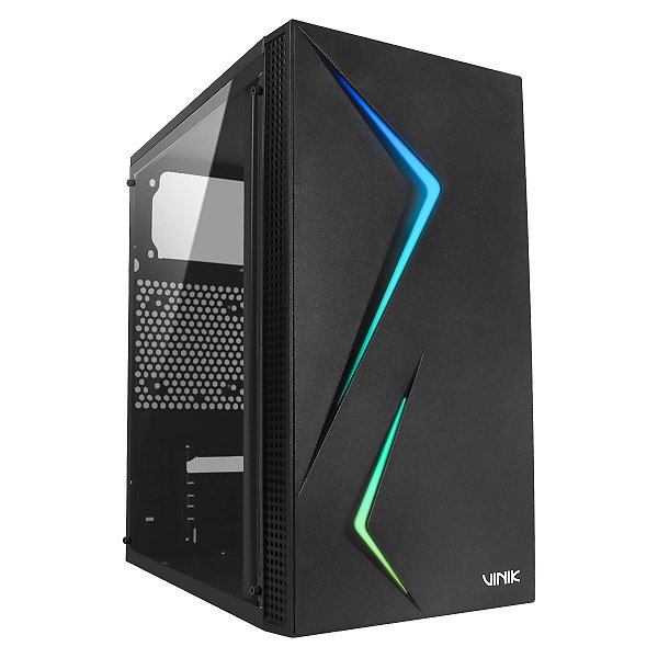 Gabinete Gamer Vinik Twin Edge Preto Lateral Acrilico - Ggteacbk