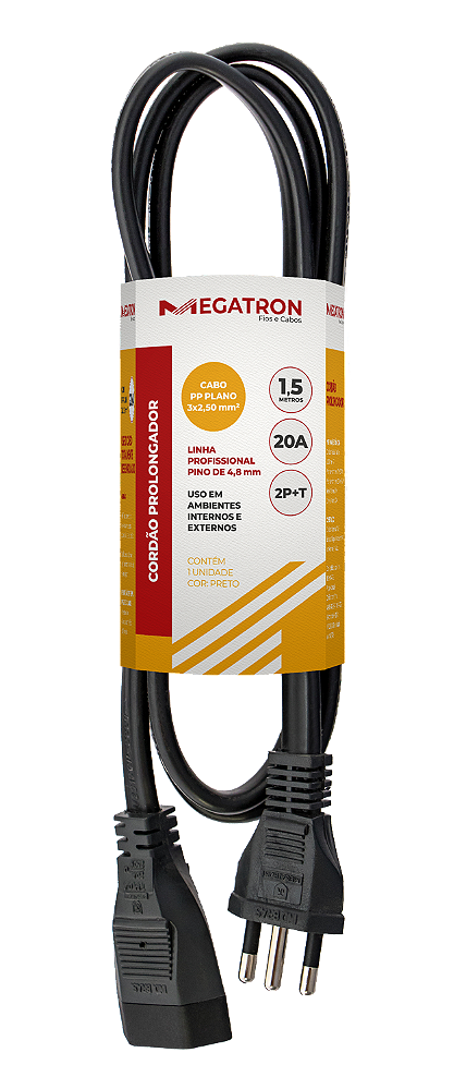 Cabo Prolongador 2p+t 20a 1,5 Metros Preta 419