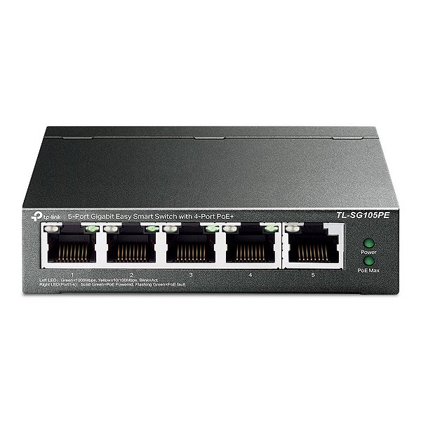 Switch Gigabit Easy Smart 10/100/1000 C/ 5 Portas (sendo 4 Poe) Tl-sg105pe Smb