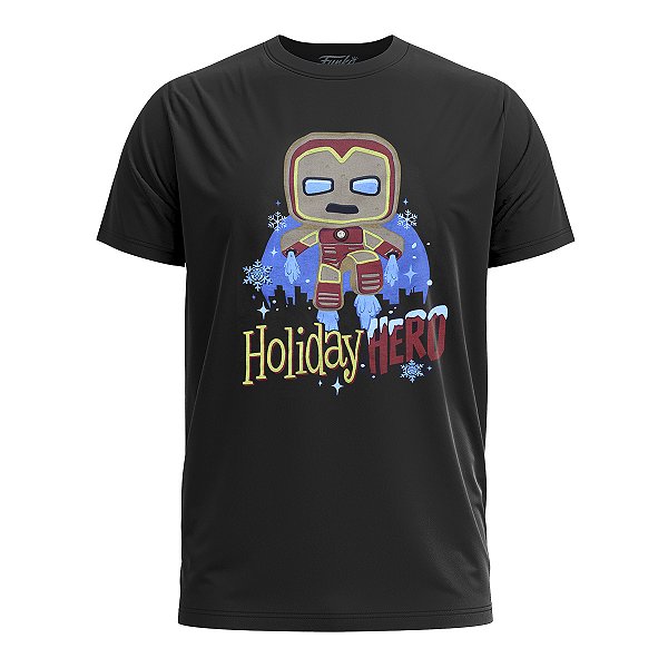 Pop! Tees Camiseta - Marvel Holiday - Gingerbread Iron Man (homem De Ferro) - Tam. P