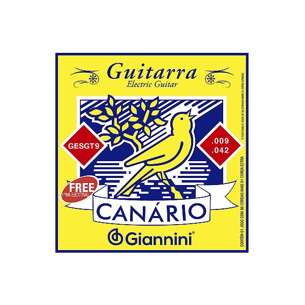 Encordoamento Para Guitarra Canario Tensao Media  .009 - Gesgt9