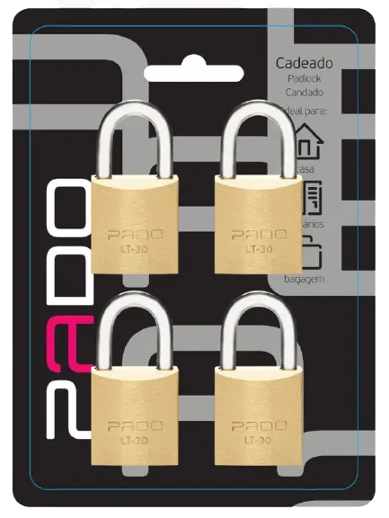 Cadeado PADO 4und. 20MM Chaves iguais