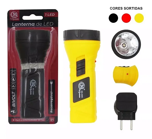 Lanterna De Led Recarregável 1 Led 13,5cm 0,5w Sq-3383