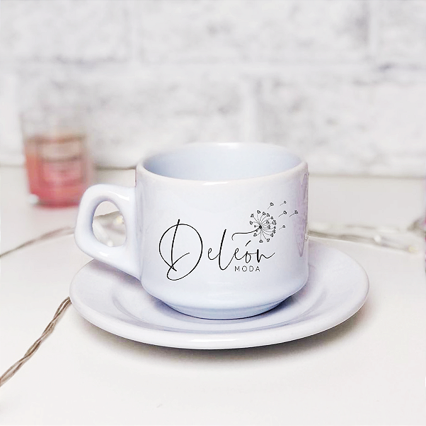 Xicara De Chá Com Pires De Porcelana Personalizada, 180ml