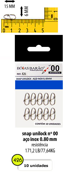 SNAP BOIAS BARAO AÇO INOX UNILOCK- 0,80MM TAMANHO 00