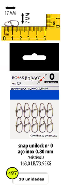 SNAP BOIAS BARAO AÇO INOX UNILOCK- 0,80MM TAMANHO 0