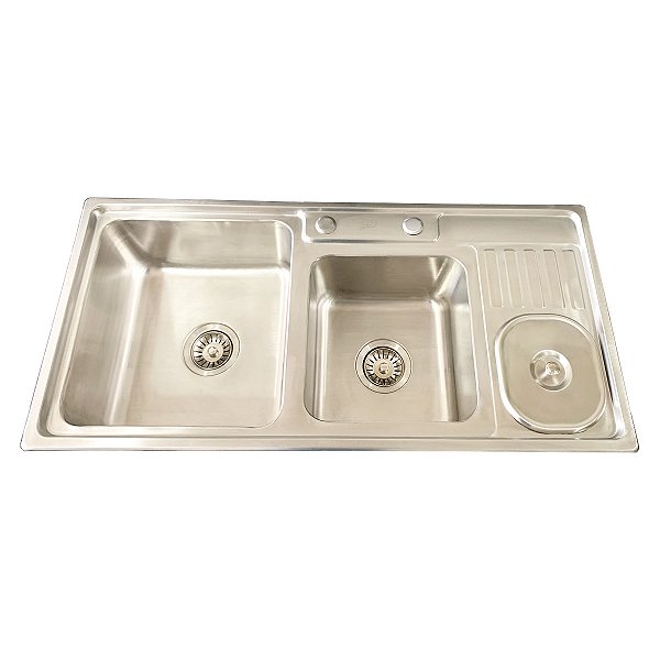 Cuba Dupla Aço Inox 304 com Lixeira