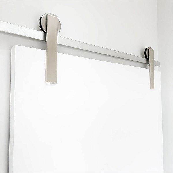 Kit Para Porta De Correr Alumínio Escovado Trilho 2m