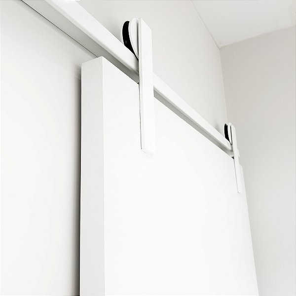 Kit Para Porta de Correr Em Alumínio Branco Trilho 3m