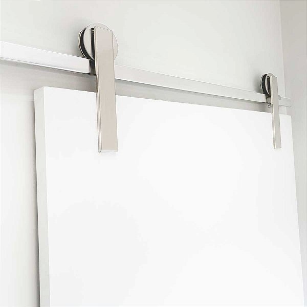 Kit Para Porta De Correr Alumínio Polido Trilho 1,5m