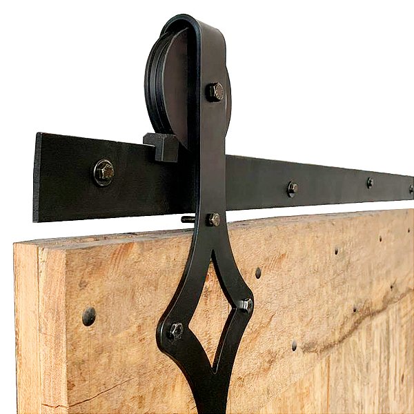 Kit Porta de Celeiro Preto Trilho 4 m Rústico
