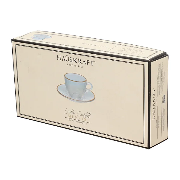 Jogo de Xícara para Café Menfis em Cristal Rainbow com Borda Dourada 85ml - Hauskraft