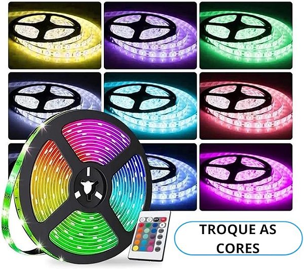 Fita Led 5Metros  - Kit Completo Controle (5 METROS - COLORIDA)