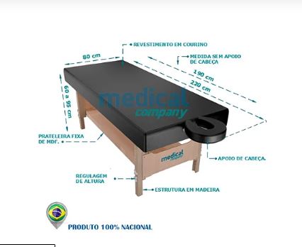 Maca para Estética e Spa com regulagem de Altura - Alpes - 80 CM de Largura- ESCADA DE BRINDE