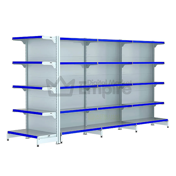 KIT 4 GÔNDOLAS DE AÇO FIT 40 CENTRO ALTURA 1,70M COMPRIMENTO 3,30M