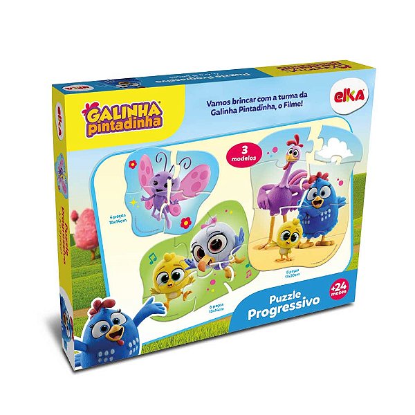 Puzzle Progressivo Galinha Pintadinha 4,6 e 8 peças