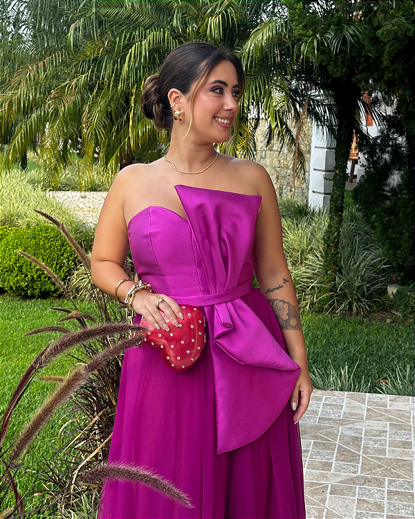 vestido laço fucsia