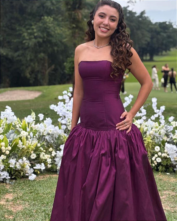 vestido cintura baixa roxo