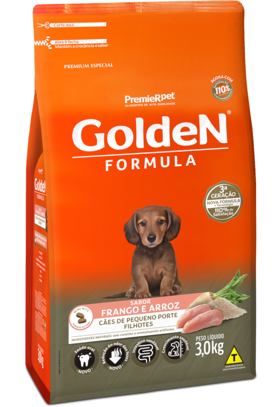 GOLDEN FORMULA CÃES FILHOTES PEQUENO PORTE FRANGO E ARROZ 10KG
