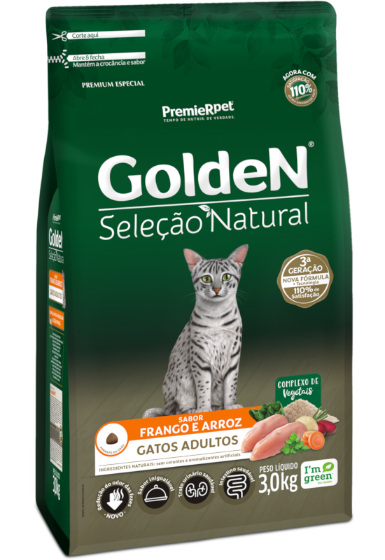 GOLDEN SELEÇAO NATURAL GATOS ADULTO FRANGO E ARROZ 10KG