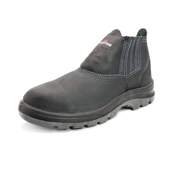 BOTINA DE COURO CARTOM  ELASTICO BICO PVC