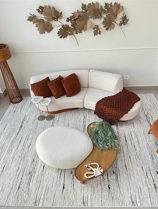 Tapete França Cream/Gri - D:0022A - Cliente Juliana - Sob Medida - Micro Overloque