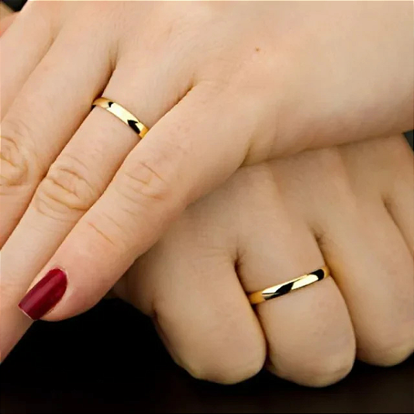 Par de Alianças Tradicional 2mm em Moeda Antiga