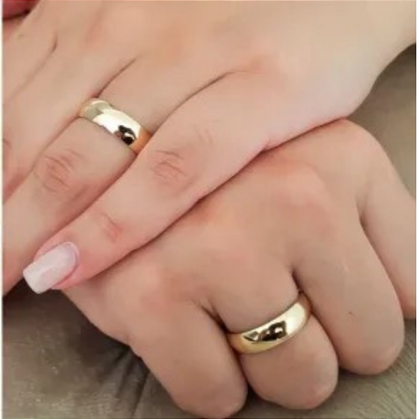 Par de Alianças Tradicional 6mm em Moeda Antiga