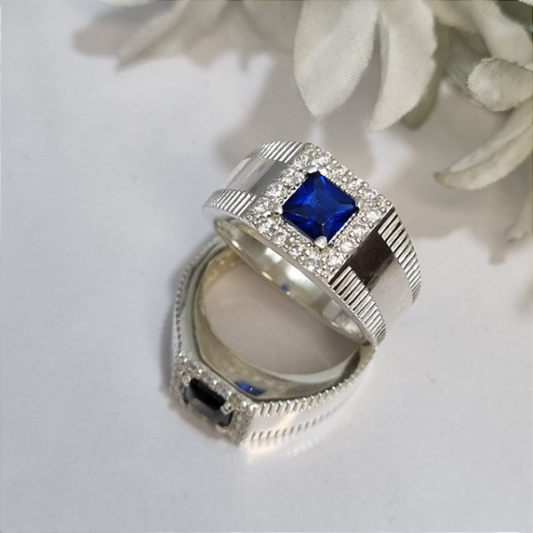 Anel formatura  prata masculino cravejado premium