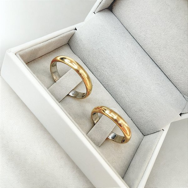 Par de Alianças Tradicional 3mm em Moeda Antiga