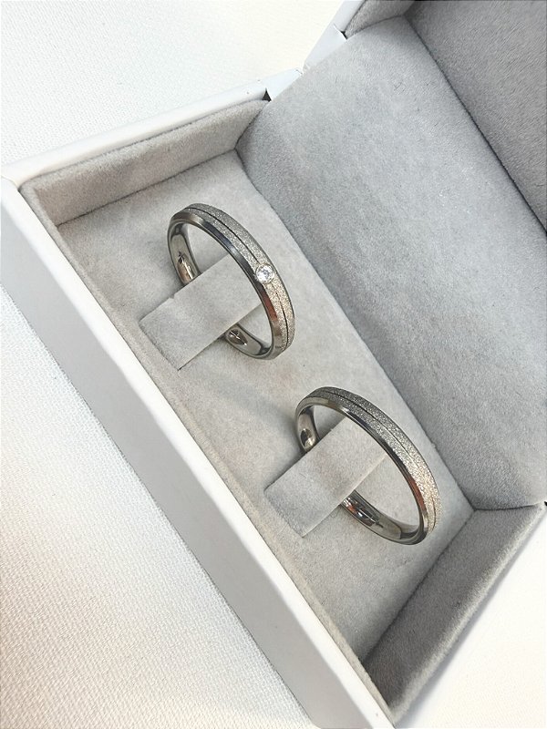 Par Aliança Diamantada Prata 3mm