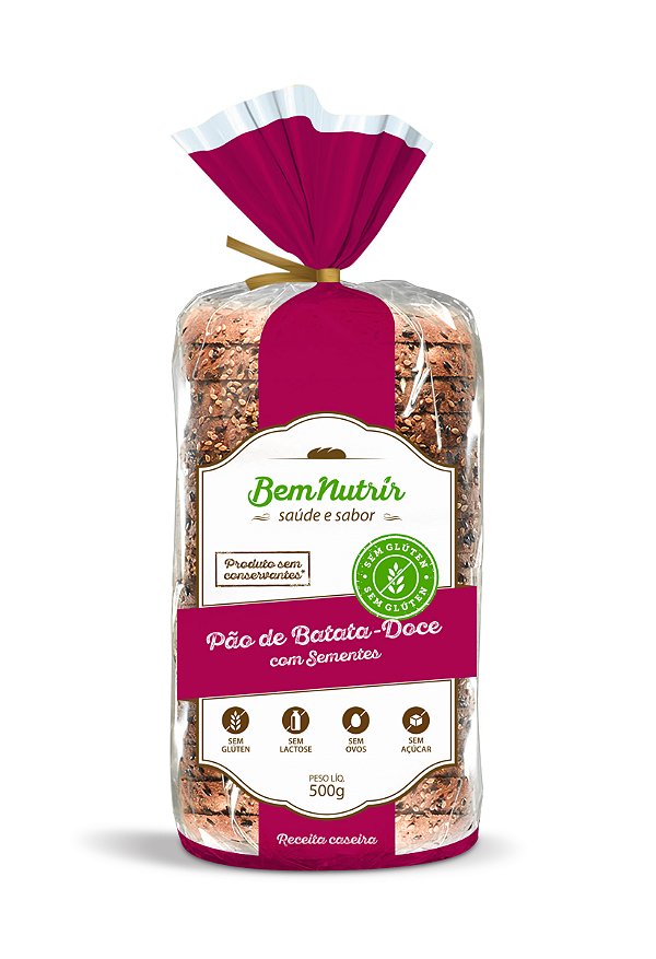 Pão de Batata-Doce com Linhaça e Gergelim sem Glúten e sem Lactose