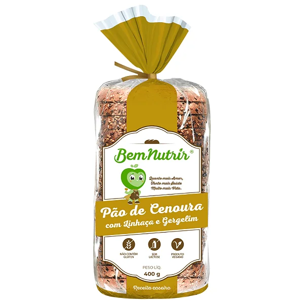 Pão de Cenoura com Linhaça e Gergelim sem Glúten e sem Lactose